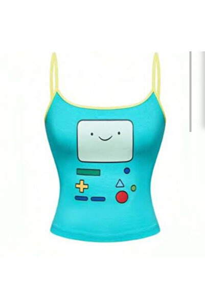 İsra Ayyıldız Moonstar Collection mavi Adventure Time BMO Y2K Askılı bluz