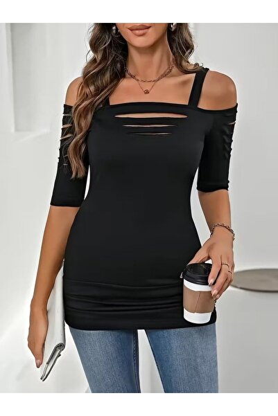 Wear Up Γυναικεία μπλούζα από βισκόζη με ανοιχτές τιράντες στους ώμους και λε...