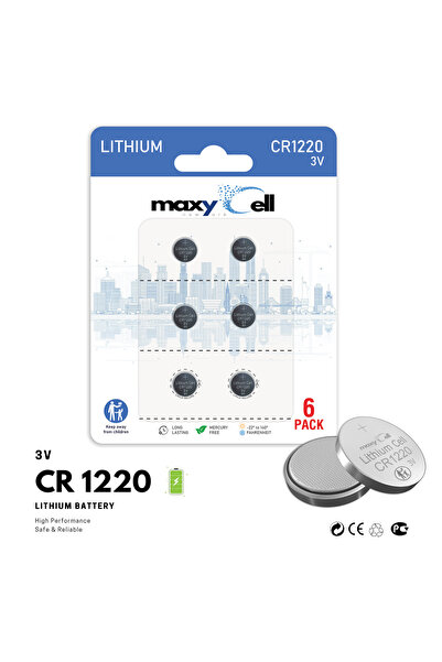 Maxycell 6 Adet CR1220 DL1220 1220 LIR1220 3V Lityum Düğme Pil