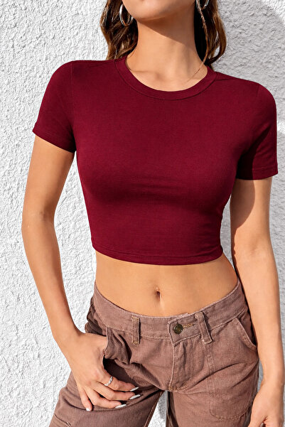 Velostra Women's Basic Daily Use Slim Fit Tee Crop