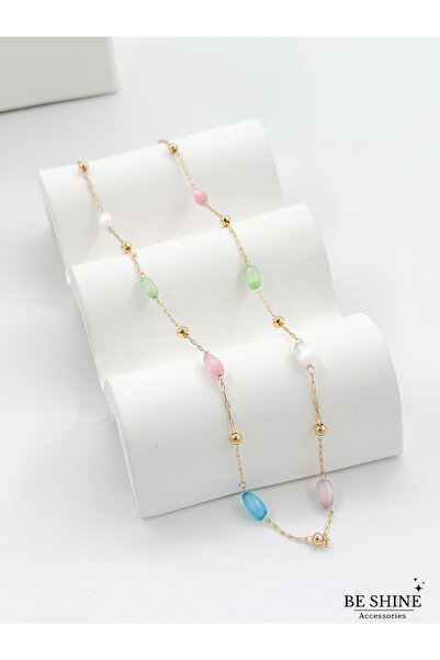 Be shine accessories Renkli Taşlı Minimal Kolye