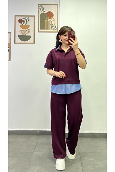 bydenizcollection Yakası Ve Bel Kısmı Gömlek Detaylı Pantolon Beli Lastikli C...