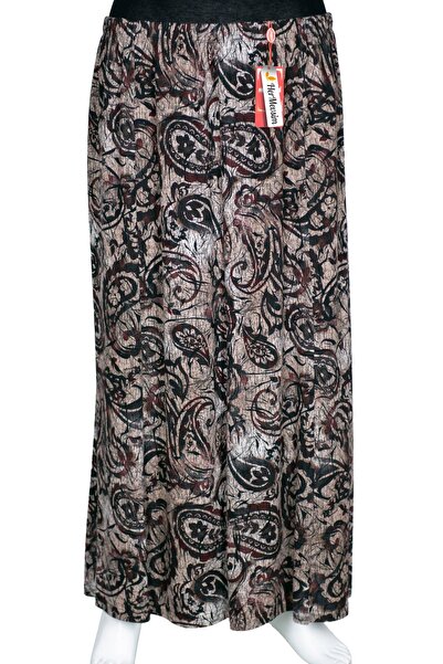 HESNA Women's Ecem Battal Size 8 Piece Elastic Black Skirt D54