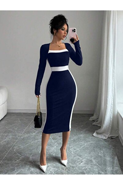 Iuliashop Hilda Μίντι Φόρεμα Ναυτικό Μπλε - M