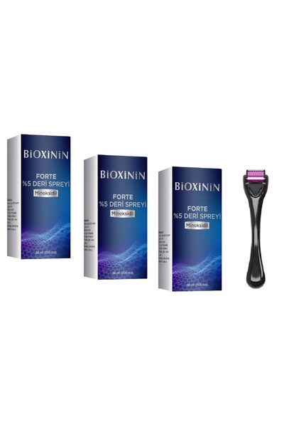 Bioxinin %5 Saç Spreyi 3 kutu ve 1 adet dermaroller (Minox-sidil)