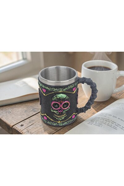 e-life shop Cana cu design 3D cu craniu colorat, cu interior din oțel inoxida...