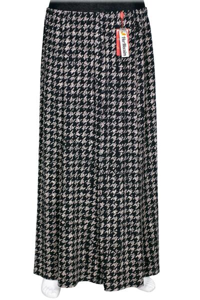 HESNA Women's Ecem Battal Size 8 Piece Elastic Black Skirt D55