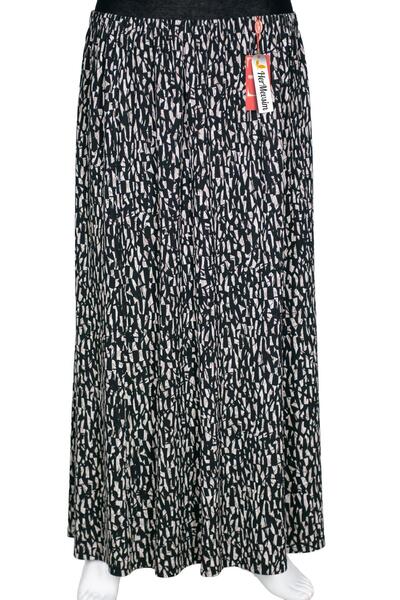 HESNA Women's Ecem Battal Size 8 Piece Elastic Black Skirt D51