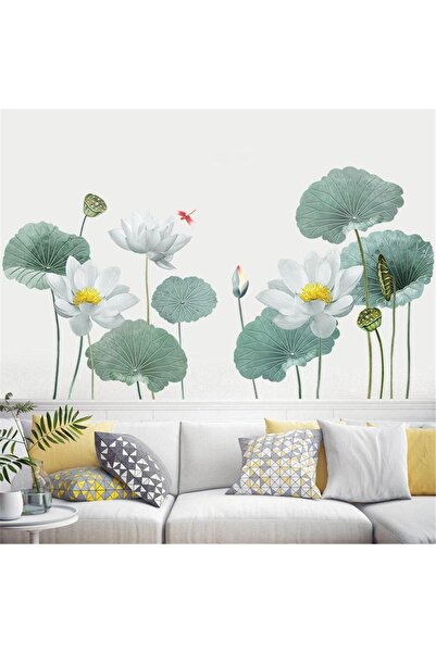 LUXER Decorative Sticker - White Lotus Flowers, Premium Sticker, Zen Decor, 1...