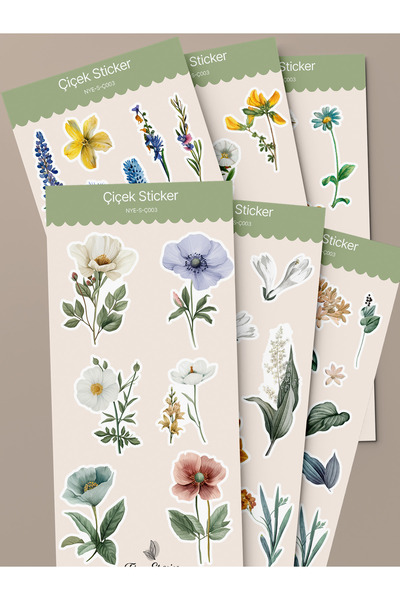 tinystoriestr Σετ αυτοκόλλητων λουλουδιών - 6 φύλλα / Ατζέντα, Αυτοκόλλητα, Λ...