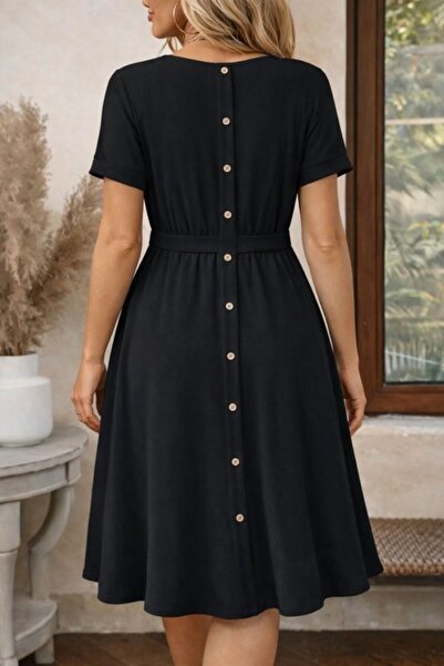 Wear Up Γυναικείο κοντομάνικο φόρεμα μίντι από βισκόζη με στρογγυλή λαιμόκοψη...