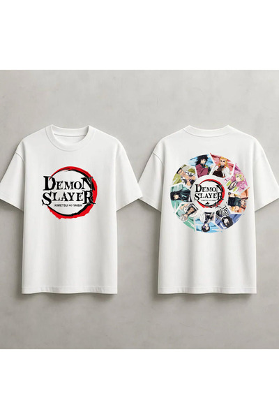 STİL-X Tricou oversize unisex cu imprimeu Demon Slayer, 100% bumbac