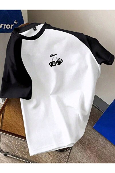 Massgai Μπλουζάκι Unisex Design με στάμπα κεράσι, υπερμεγέθης, χτενισμένο βαμ...