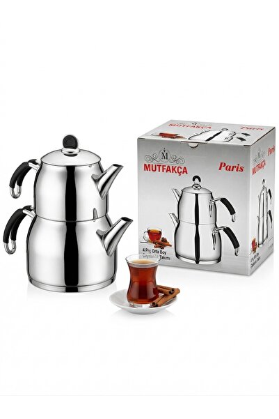 MUTFAKÇA Orta Boy 4 Parça Silikon Kulp Çaydanlık Takımı 1.10-1.95 Litre