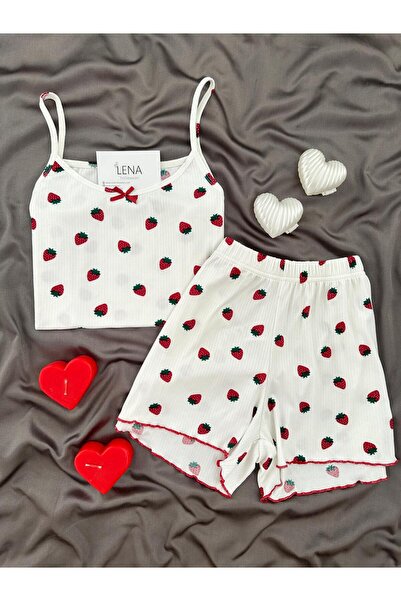 Lena Homewears Women's Oslo Fabric Shorts Patterned Pajama Set