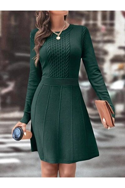 Iuliashop Rochie scurtă tricotată verde Kalina - XS