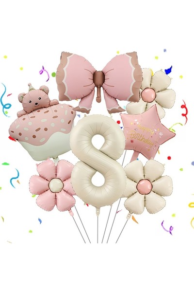ÇITIPITISTORE Σετ πάρτι γενεθλίων με ροζ κορδέλα, αρκουδάκι, τριαντάφυλλο, ρο...