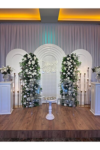 DİVA FLOWER EVENT 1 Metre Dolgun Beyaz Gül Aranjman – Geniş Tasarım Tag Çiçek...