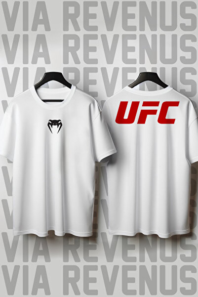 Vordevia Tricou unisex cu imprimeu UFC, cu gât rotund, croială lejeră, 100% b...
