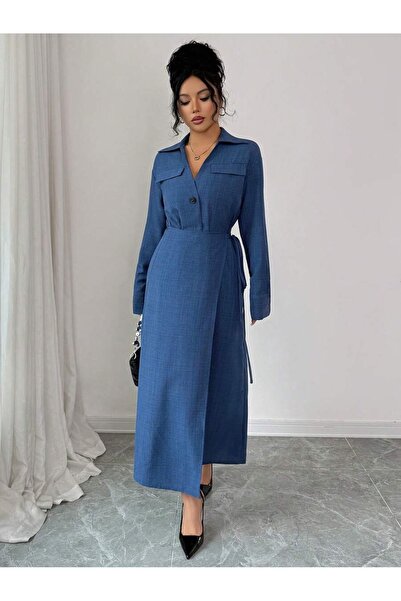 Iuliashop Rochie lungă albastră Dalinda - S
