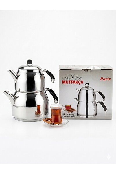 MUTFAKÇA Paris Maxi Boy 4 Parça Silikon Kulp Çaydanlık Takımı 2.15-3.95 Litre