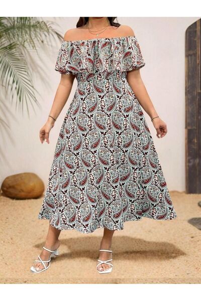 Iuliashop Rochie midi multicoloră Gaston - Mărimi mari - 44