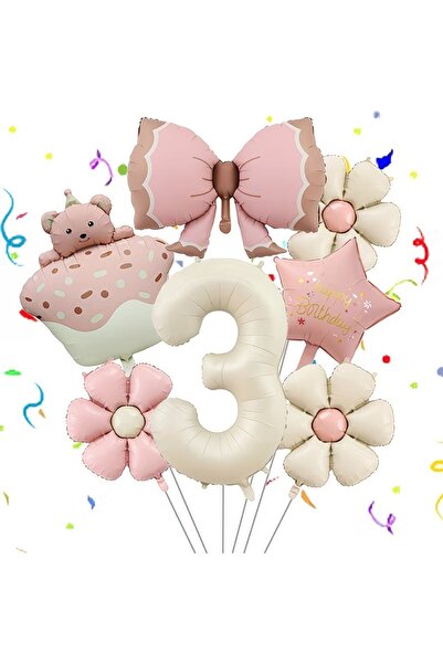 ÇITIPITISTORE Σετ πάρτι γενεθλίων με ροζ κορδέλα, αρκουδάκι, τριαντάφυλλο, ρο...