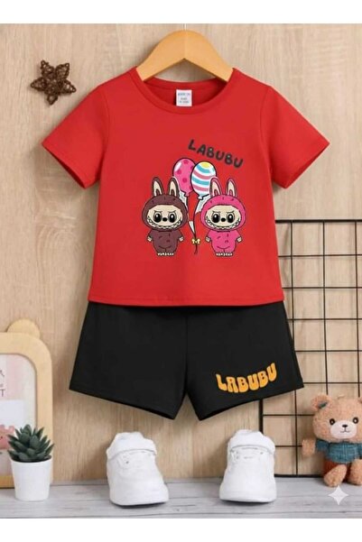 Nice Clothes تي شيرت صيفي للأطفال شورت يونيسكس (طباعة بالون لابوبو)
