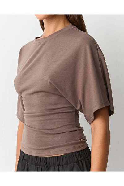 Jose Clothing Γυναικεία μπλούζα από βισκόζη με κοντό μανίκι και κορδόνι