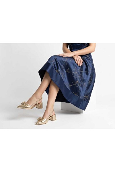 PAPUCUMUN DÜNYASI Δερμάτινα γυναικεία παπούτσια με φιόγκο και χοντρό χαμηλό τ...