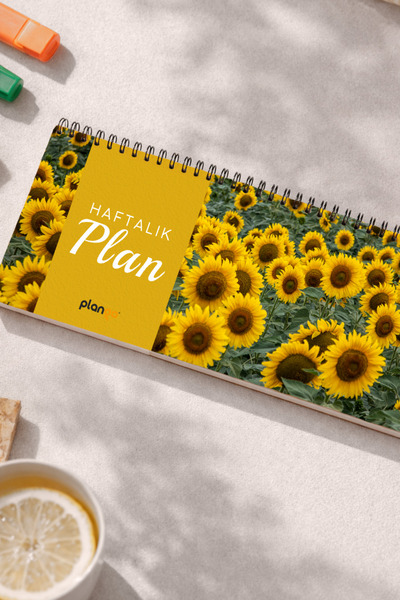 Plango Tarihsiz Spiralli Haftalık Masaüstü Planlayıcı - AYÇİÇEĞİ - 10x30 cm