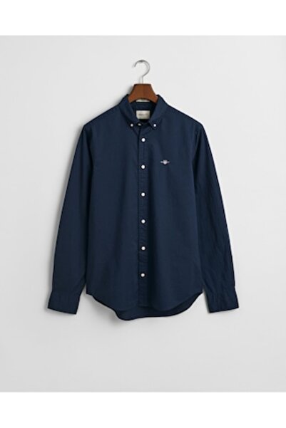 Gant Ανδρικό πουκάμισο, Βαμβακερό, Κεντημένο λογότυπο, Ναυτικό μπλε, S