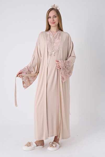 Lohusa Homewear Νέα συλλογή NewSeason Mink Maternity Κομψό Σετ Νυχτικών με Δα...