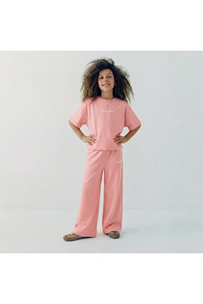 TINY BEAR Set tricou și pantaloni roz pentru fete