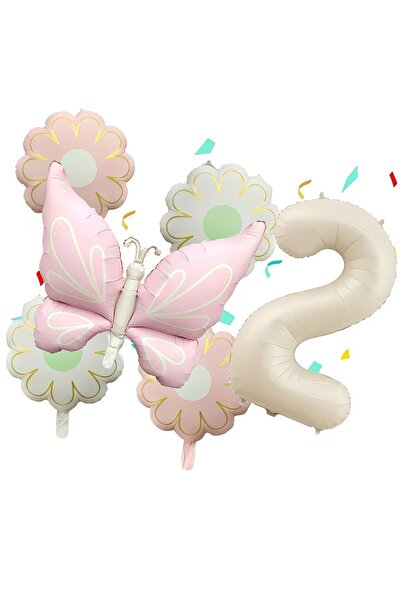 ÇITIPITISTORE Ροζ ματ μπαλόνια πεταλούδας με αριθμούς ηλίανθου, σετ μπαλονιών...