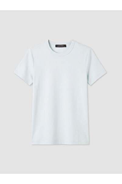 LC Waikiki NEVAVM Farkıyla LCW Vision Μπλε οβάλ γυναικείο μπλουζάκι με λαιμόκ...