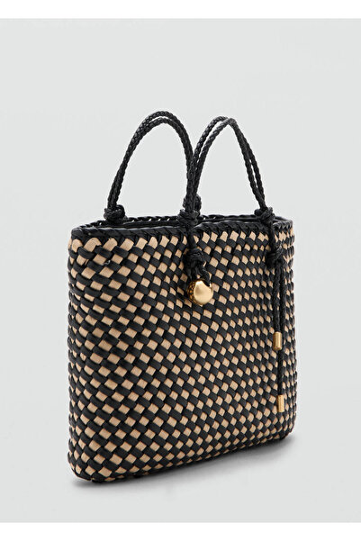 MANGO Woman Doğal lif clutch çanta