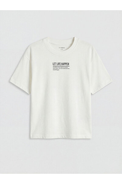 LC Waikiki Original Oval Collar Printed Boy's T-Shirt