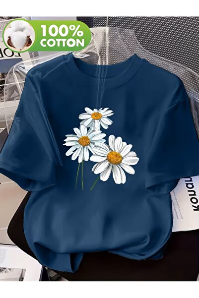 yombaa Floral Print Short Sleeve T-Shirt - Soft Round Neck Blouse, Suitable f...