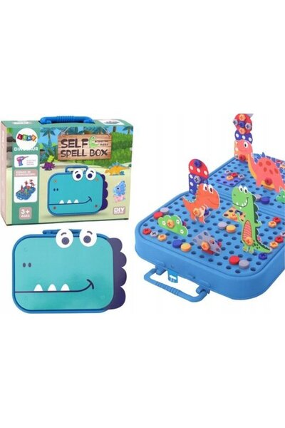 Other Set de valize cu blocuri puzzle DIY Dinozauri, 227 piese.