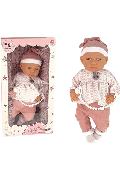 LeanToys Păpușă bebeluș, 46 cm, albastră, cu suzetă, căciuliță și șosete