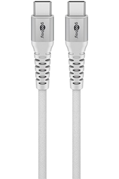 goobay USB-C ™   Cablu textil, flexibil, cu conectori metalici, alb, 70194 /2m/
