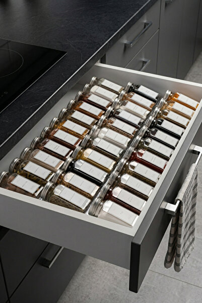 KHAKMA 24-Piece Modular Glass Spice Rack Set with Lego Stands for Inside the ...