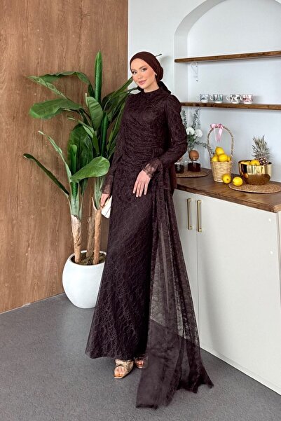 Şulemoda Giyim Φόρεμα δαντέλας Kaynana σε χρώμα Bitter Brown