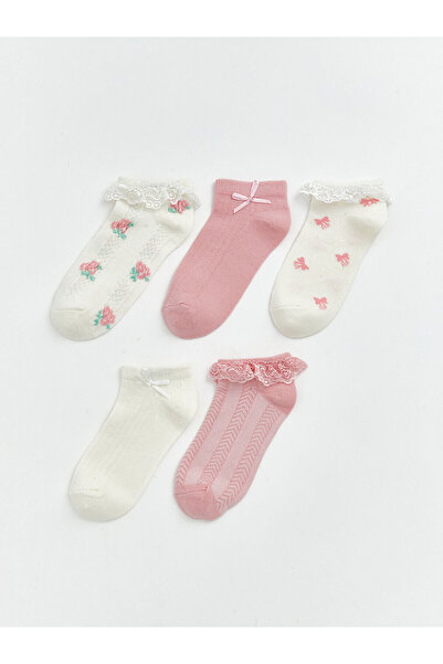LC Waikiki Two Mt Shop Quality Lcw Kids Ecru Patterned Girls' Booties Socks