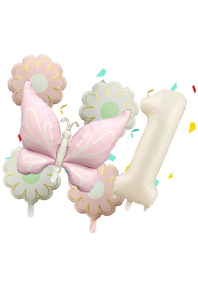 ÇITIPITISTORE Ροζ ματ μπαλόνια πεταλούδας με αριθμούς ηλίανθου, σετ μπαλονιών...
