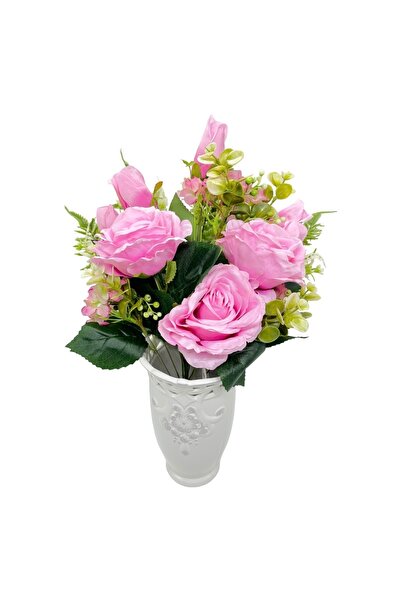 AFO Μπουκέτο με 11 τριαντάφυλλα και έντονα ροζ ορτανσίες