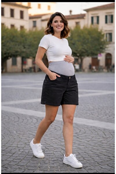 FİDAN FASHİON FDN ΜΑΥΡΟ ΤΖΙΝ ΣΟΡΤΣ ΕΓΚΥΜΟΝΩΝ, ΕΛΑΣΤΙΚΟ ΠΑΝΕΛ ΜΕ ΡΥΘΜΙΖΟΜΕΝΗ Ζ...