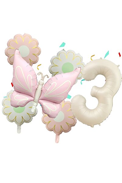 ÇITIPITISTORE Ροζ ματ μπαλόνια πεταλούδας με αριθμούς ηλίανθου, σετ μπαλονιών...