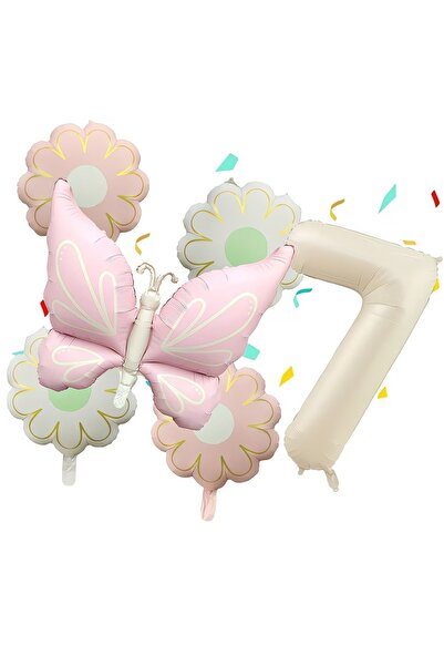 ÇITIPITISTORE Ροζ ματ μπαλόνια πεταλούδας με αριθμούς ηλίανθου, σετ μπαλονιών...